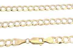 Unisex Solid 14k Yellow & White Gold 24" Diamond Cut Cuban Curb Link Necklace