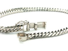 Unisex solide Platin 5,3 mm 7,5" Curb Cuban Link Kette Armband