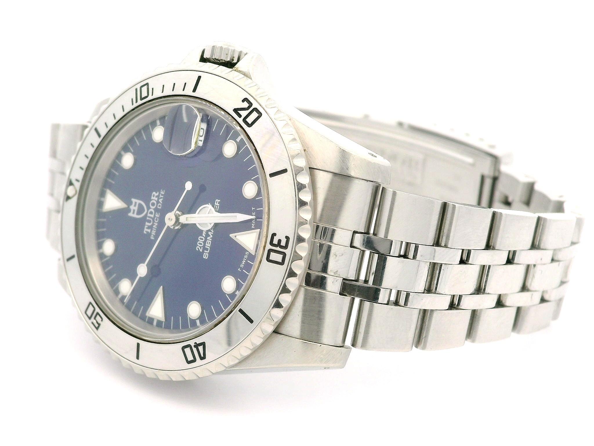 Reloj de pulsera unisex Tudor Prince Date Submariner 36mm Esfera Azul Ref. 62460 c/caja en Excelente estado para la venta en Montclair, NJ