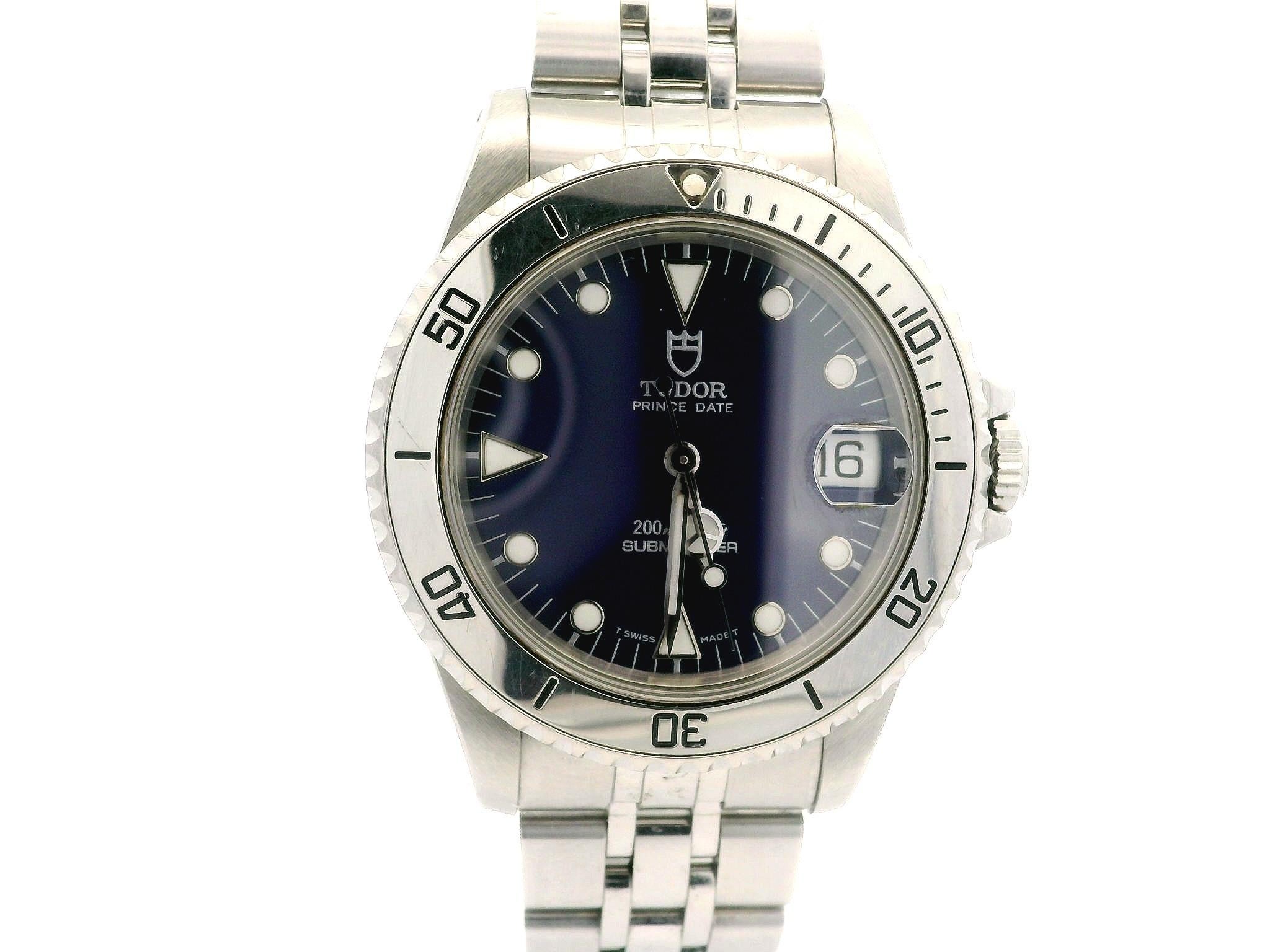 Reloj de pulsera unisex Tudor Prince Date Submariner 36mm Esfera Azul Ref. 62460 c/caja en venta 3