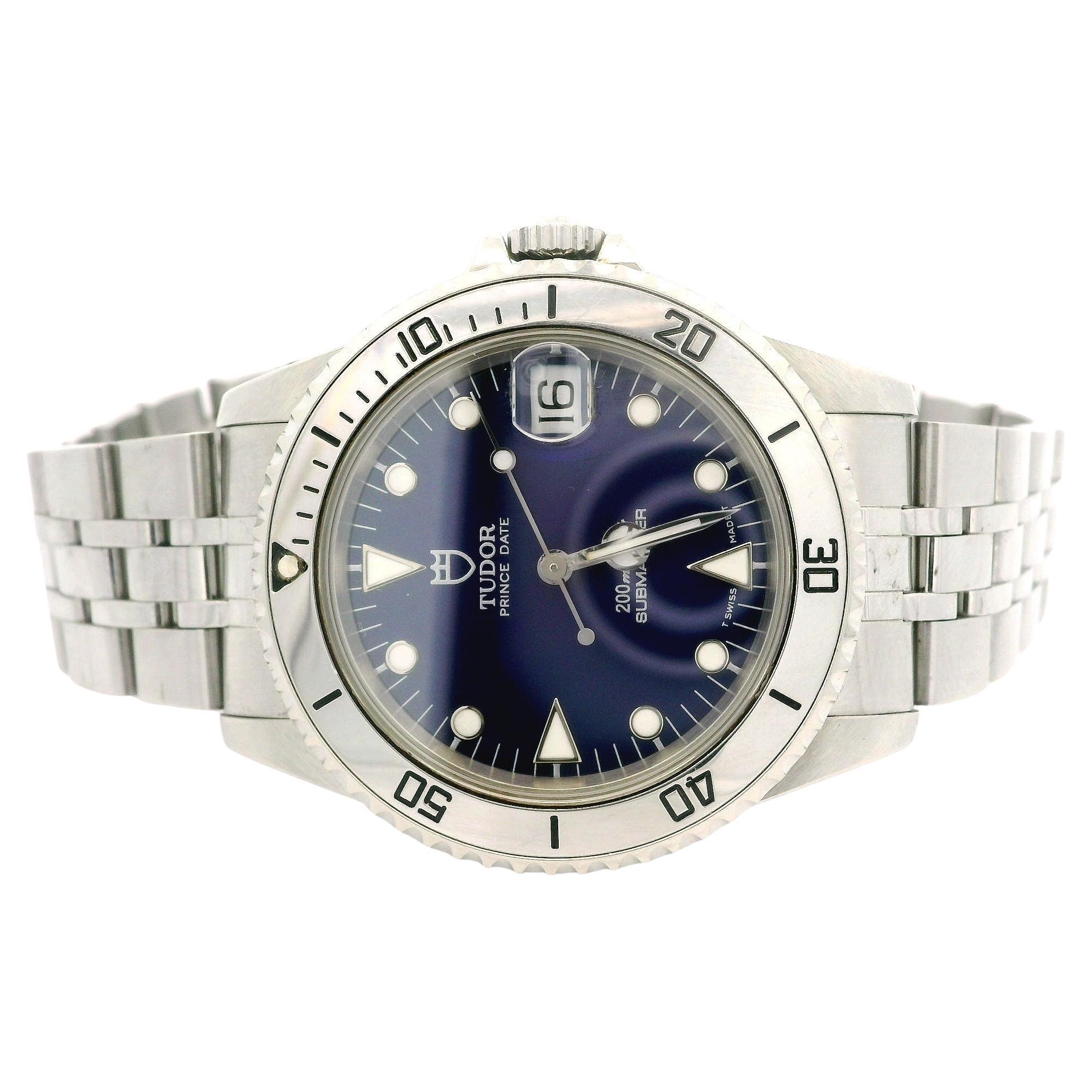 Unisex Tudor Prince Date Submariner 36mm Blue Dial Wrist Watch Ref. 62460 w/ Box