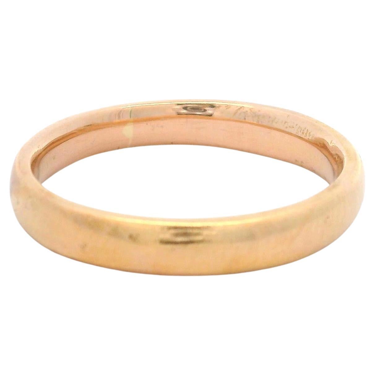 Unisex Vintage 18k Rosy Yellow Gold 3.1mm Plain Dome Polished Wedding Band Ring