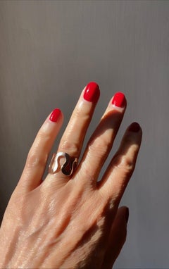 Unisex Wave 18k Rose Gold Modern Engagement Design Handcrafted Ring