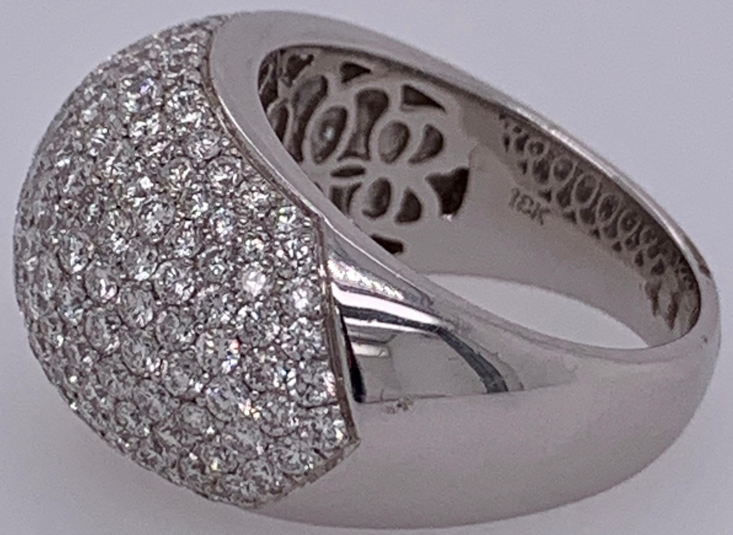 Unisex White Gold 18 Karat 10 Carat Diamond Cluster Ring 10.7 Grams For Sale 1