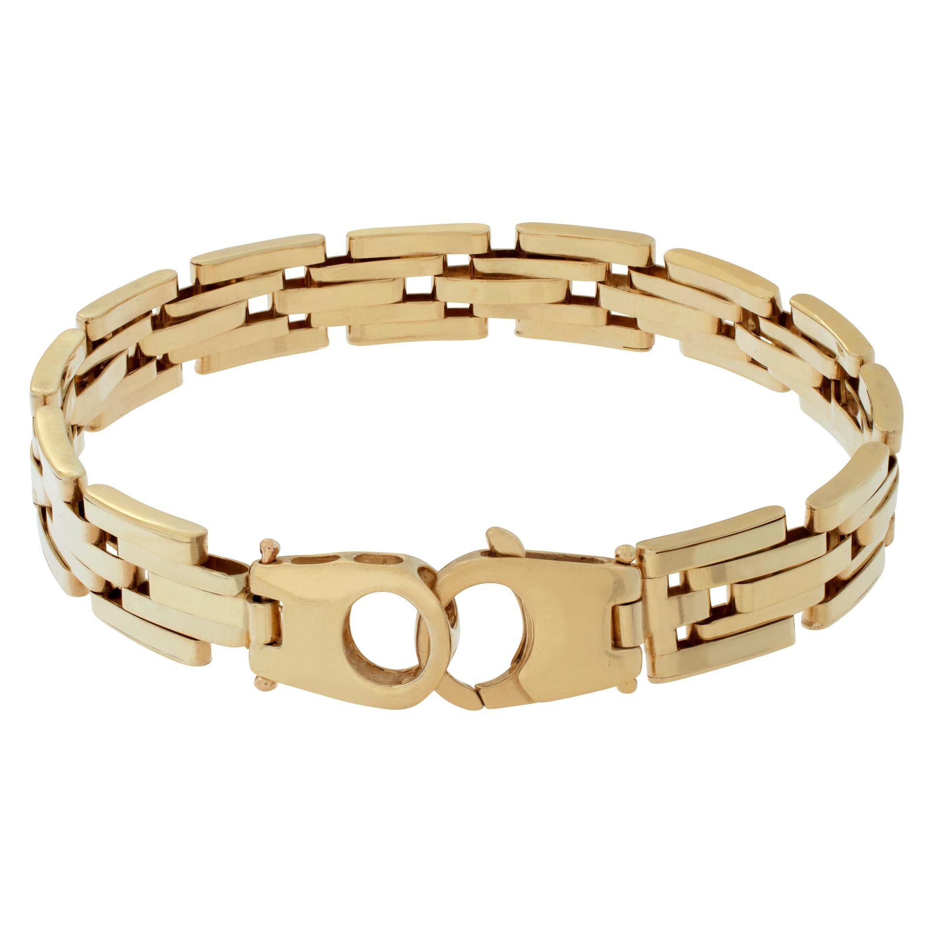 Unisex yellow gold flat linked bracelet In Excellent Condition In Surfside, FL