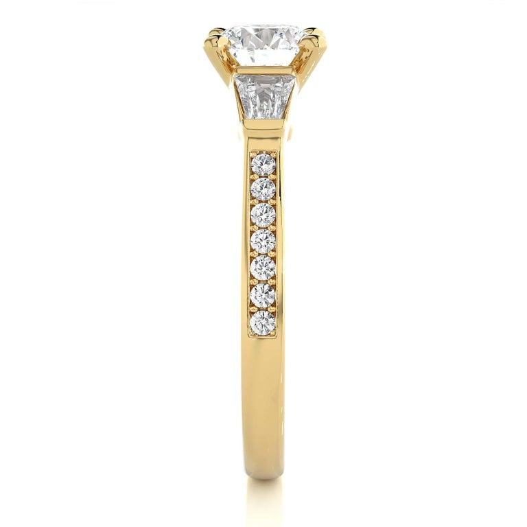 For Sale:  Yellow Gold Plated Moissanite Engagement Ring for Her Jewelry in Sterling Silver 11