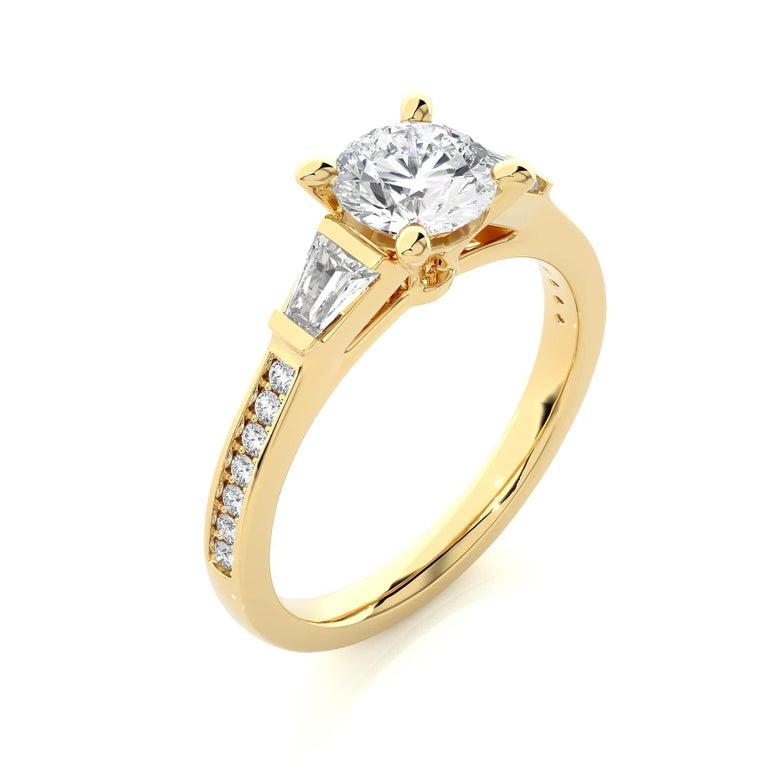 For Sale:  Yellow Gold Plated Moissanite Engagement Ring for Her Jewelry in Sterling Silver 8