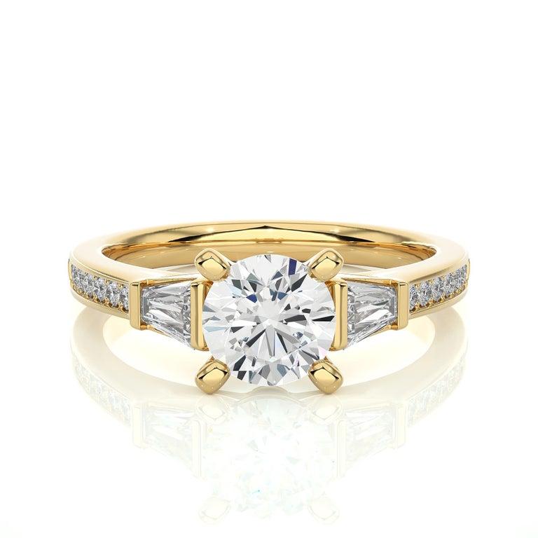 For Sale:  Yellow Gold Plated Moissanite Engagement Ring for Her Jewelry in Sterling Silver 9