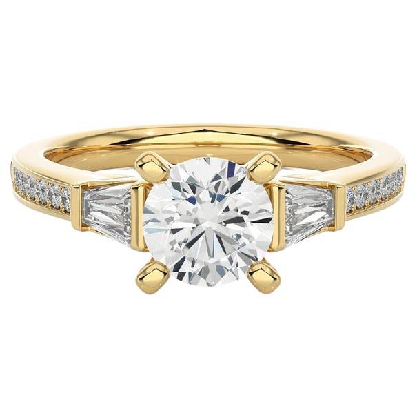 For Sale:  Yellow Gold Plated Moissanite Engagement Ring for Her Jewelry in Sterling Silver