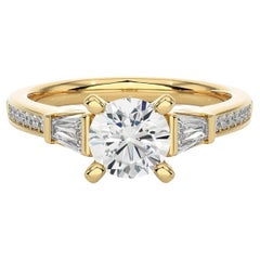 Yellow Gold Plated Moissanite Engagement Ring for Her Jewelry in Sterling Silver