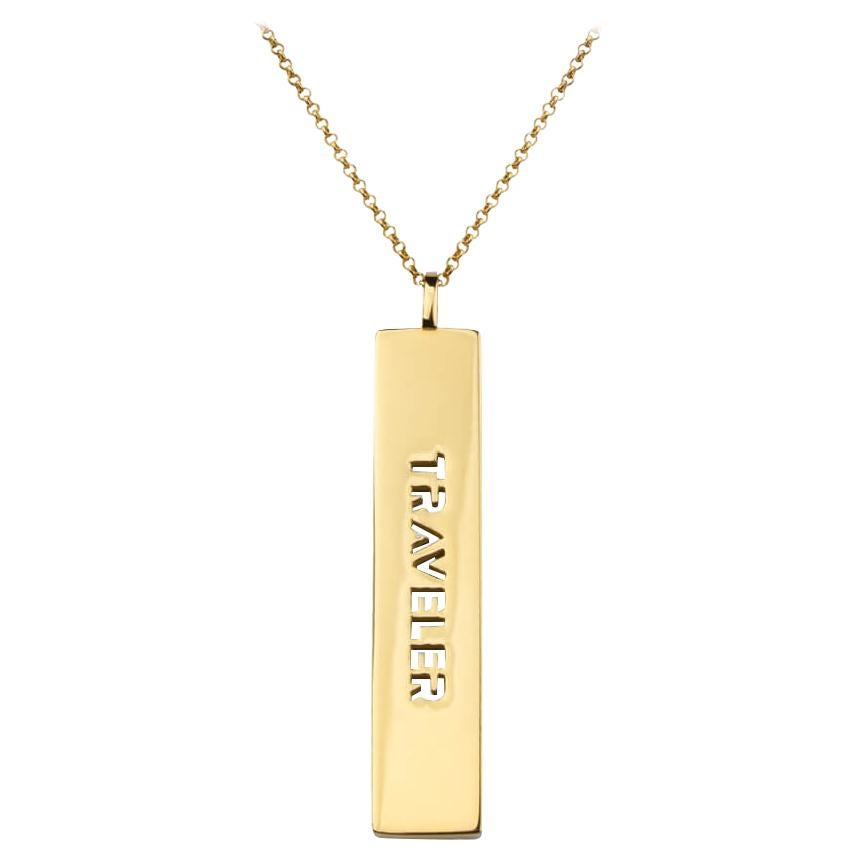 Unisex Yellow Gold Plated TRAVELER Necklace by Cristina Ramella For Sale