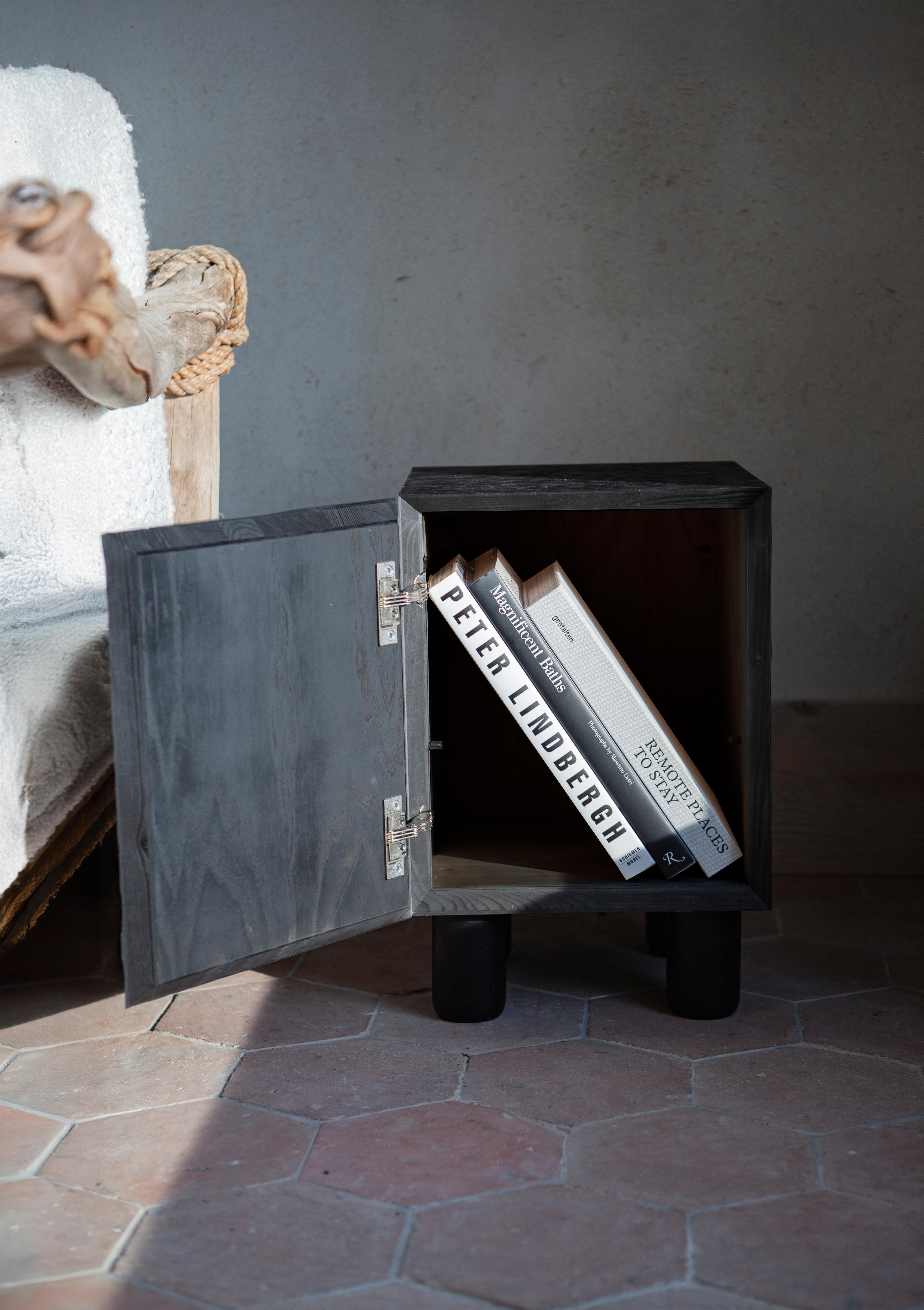 UNISM - Bedside Cabinet - Black Stained Oak For Sale 3