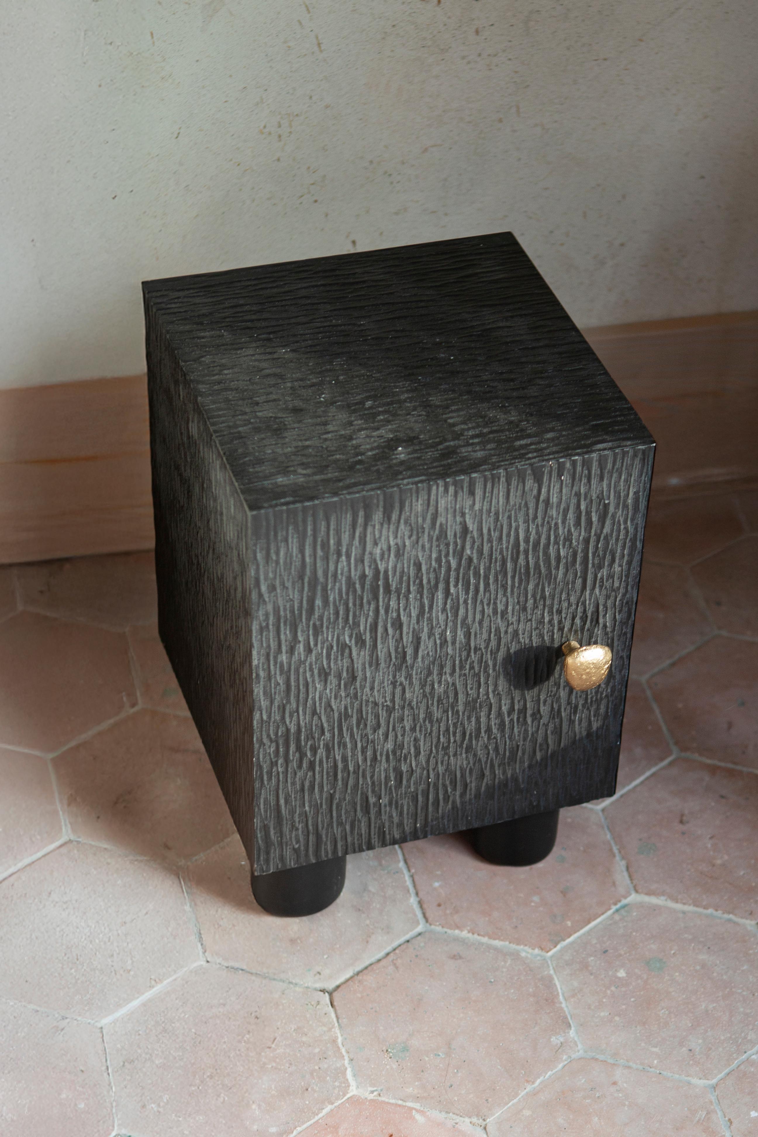 UNISM - Bedside Cabinet - Black Stained Oak For Sale 5