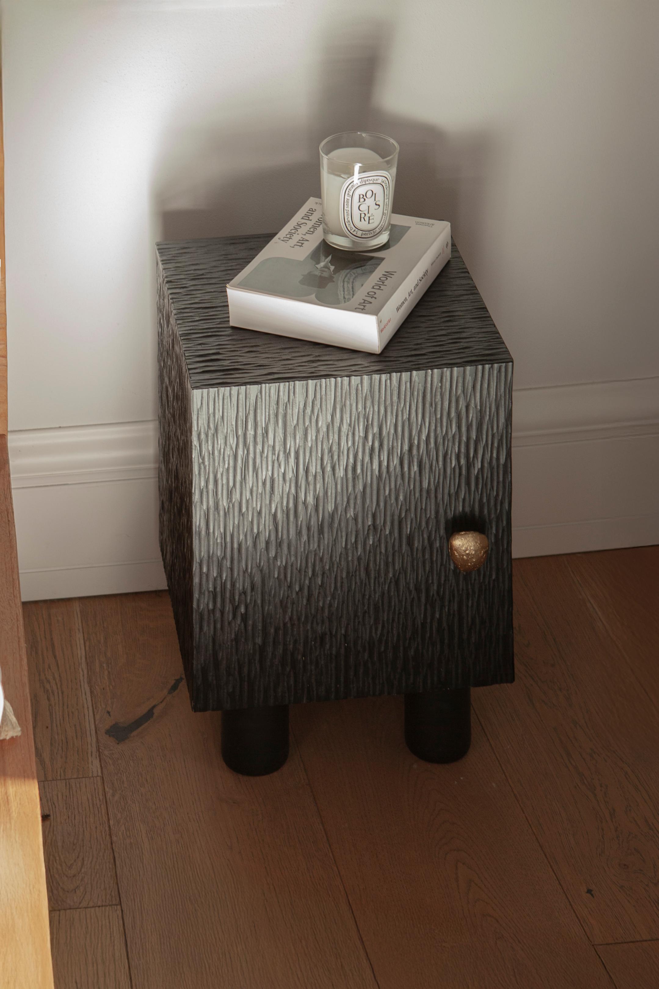 Ash UNISM - Bedside Cabinet - Black Stained Oak For Sale