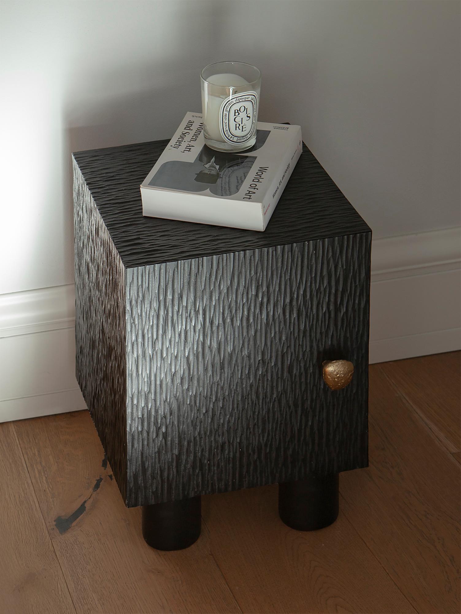 UNISM - Bedside Cabinet - Black Stained Oak For Sale 2