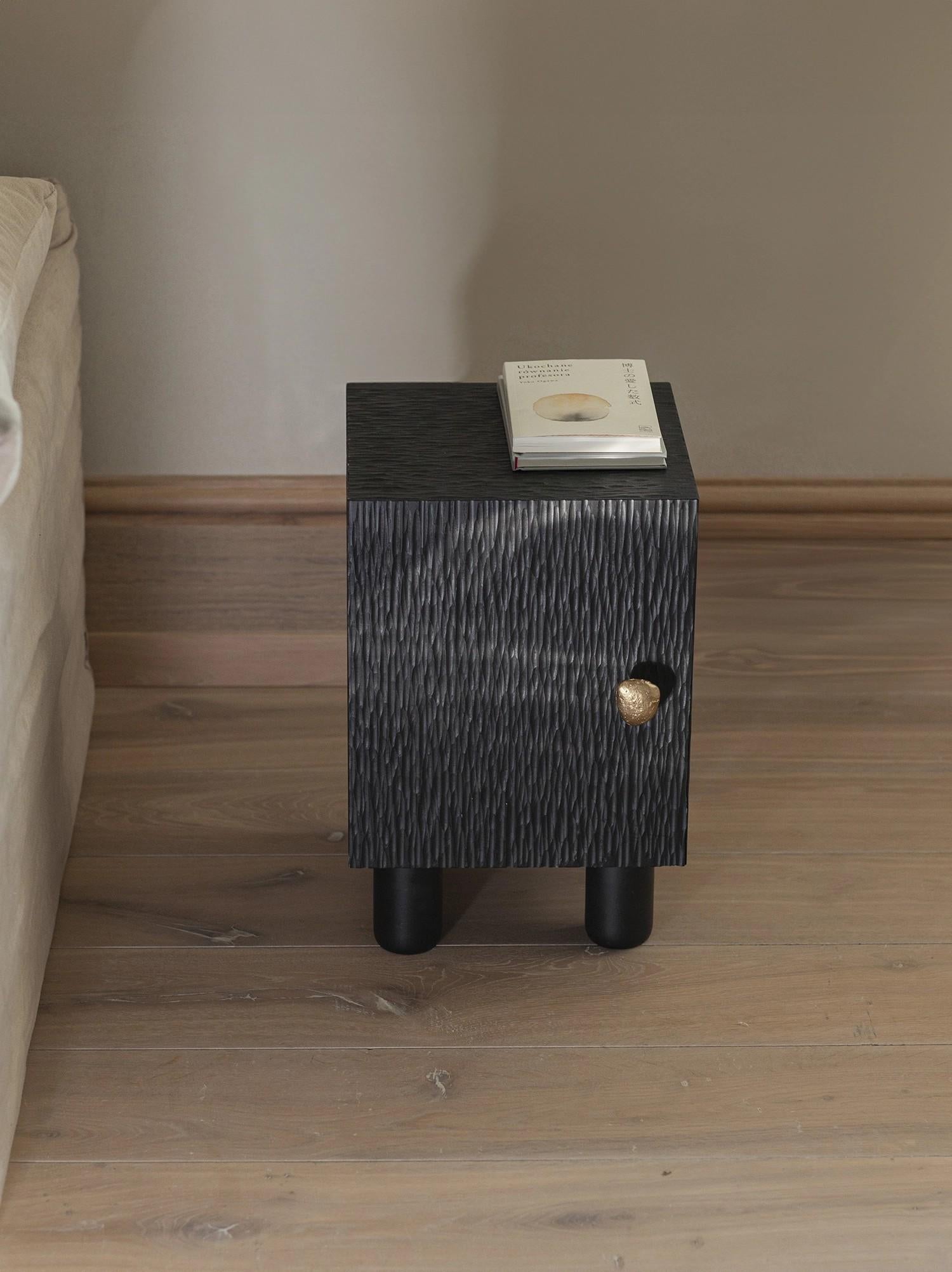 Contemporary UNISM - Bedside Cabinet - Black Stained Oak For Sale