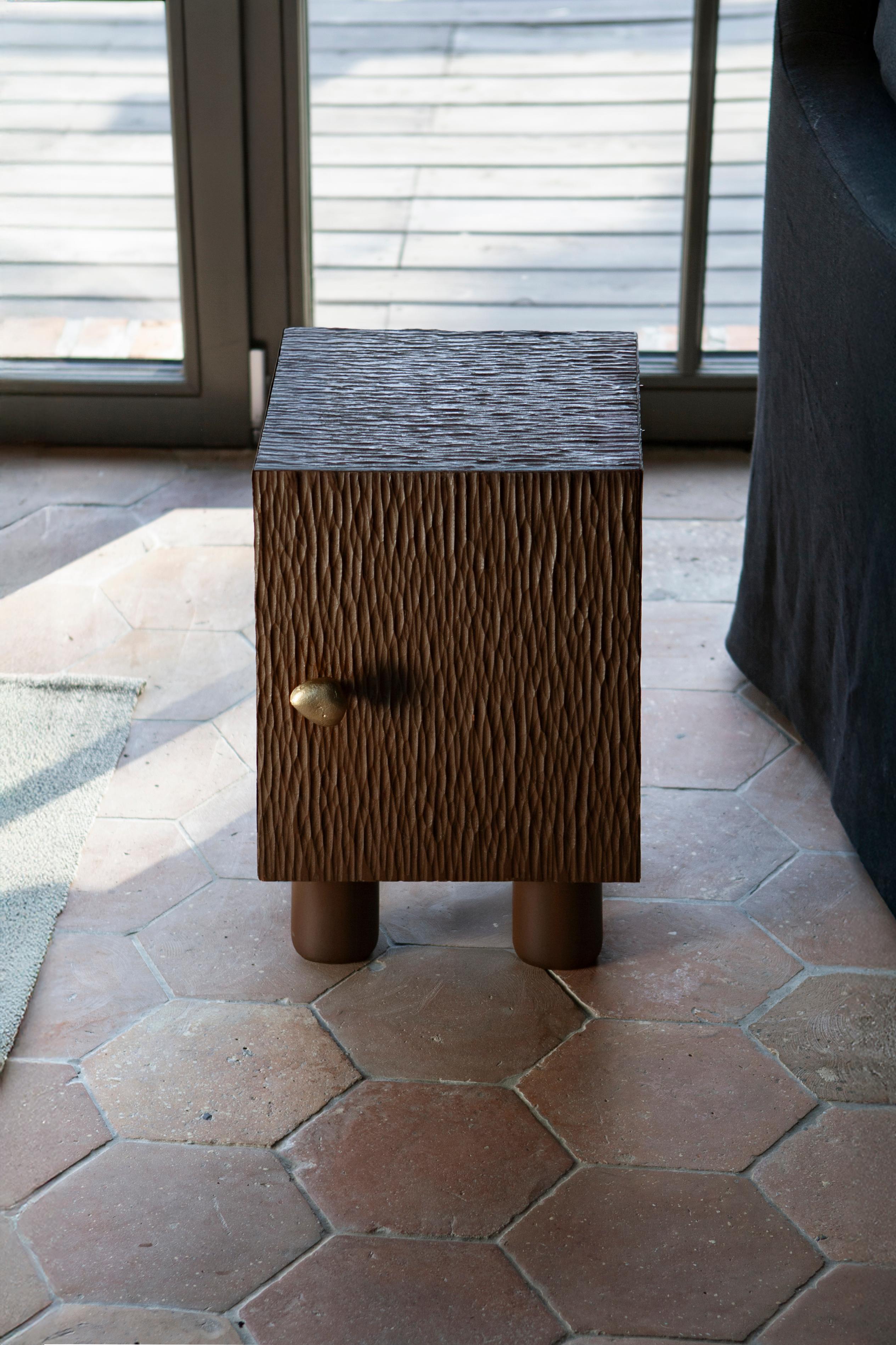 UNISM - Bedside Cabinet - Brown Stained Oak For Sale 3