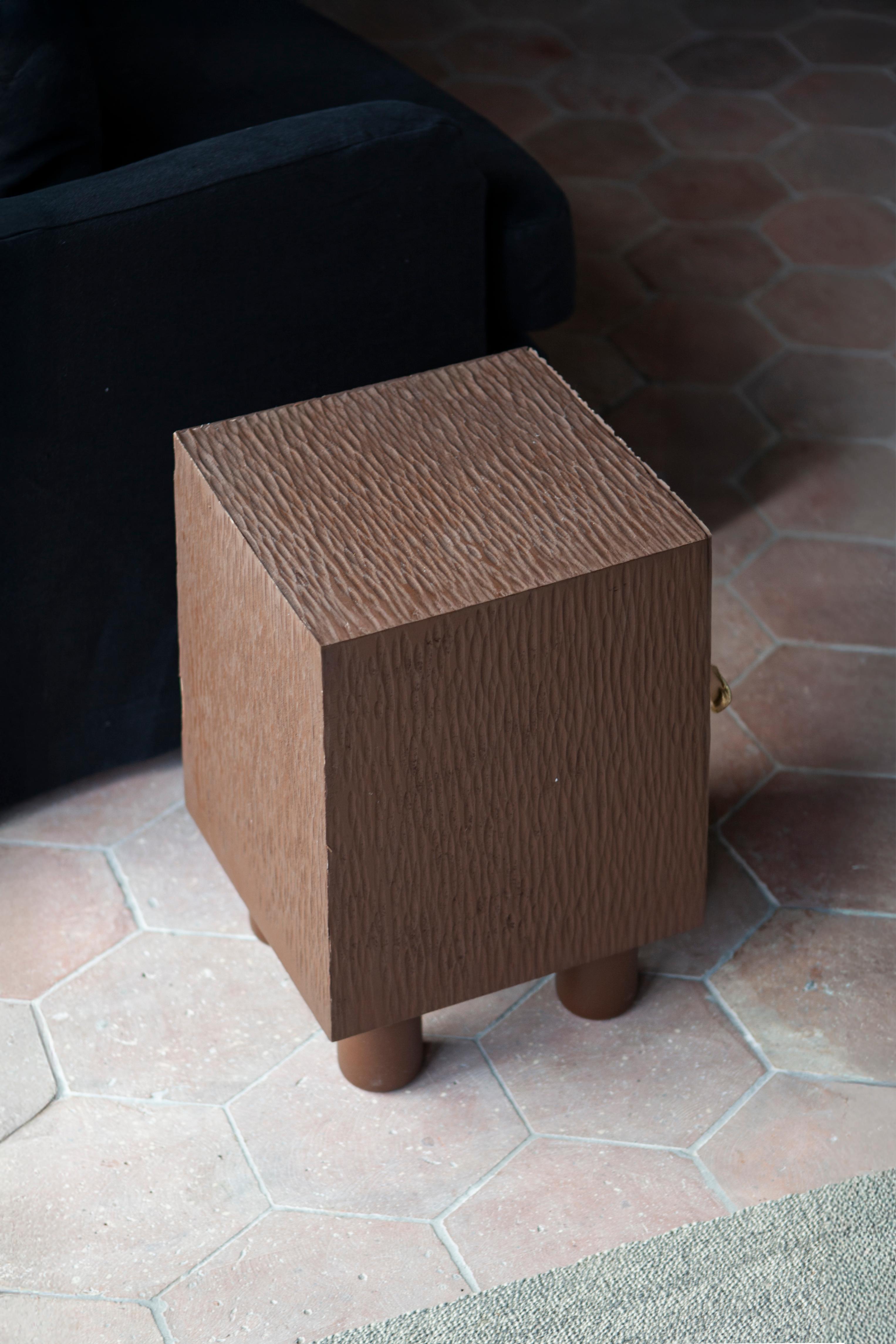 UNISM - Bedside Cabinet - Brown Stained Oak For Sale 5