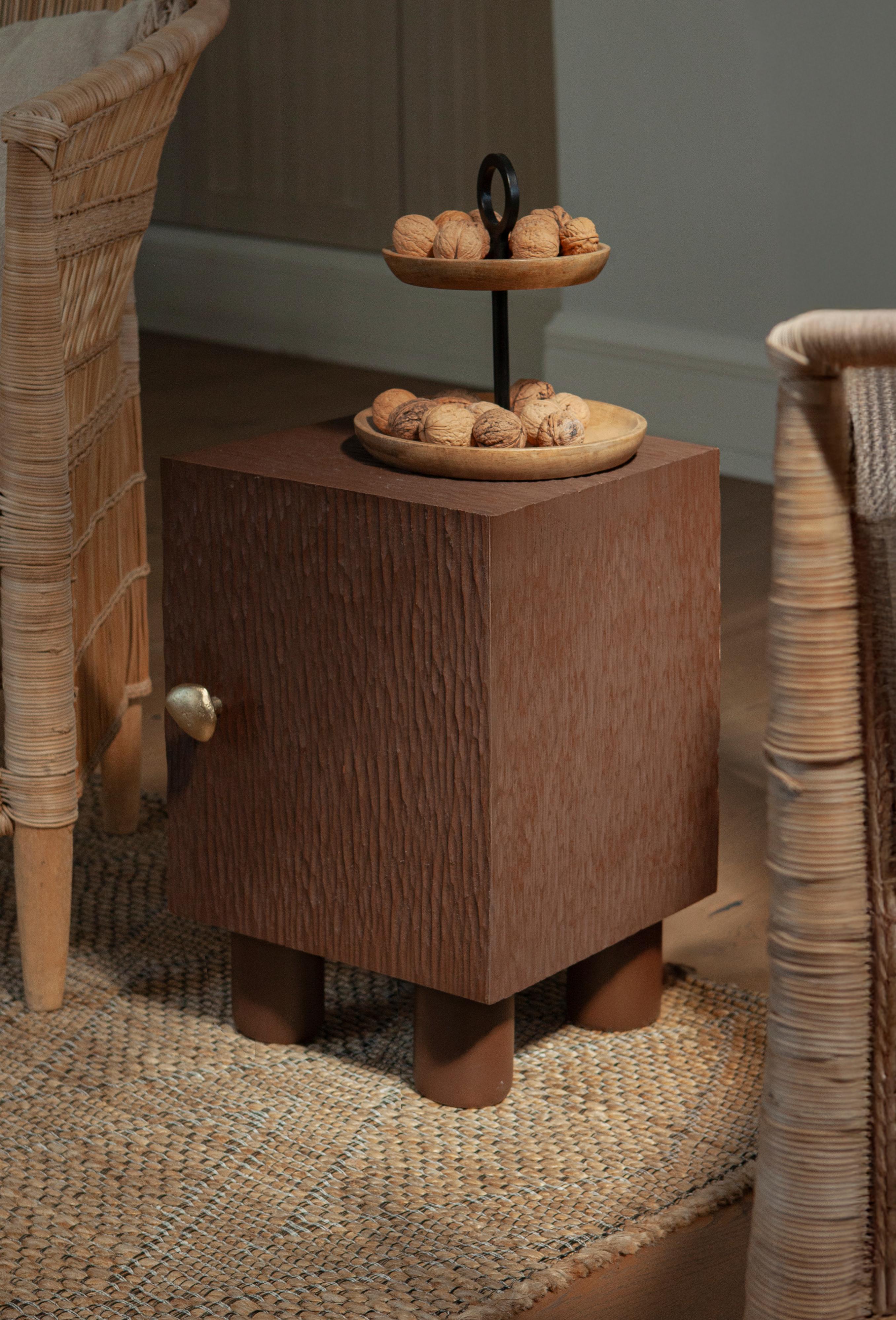 UNISM - Bedside Cabinet - Brown Stained Oak For Sale 6