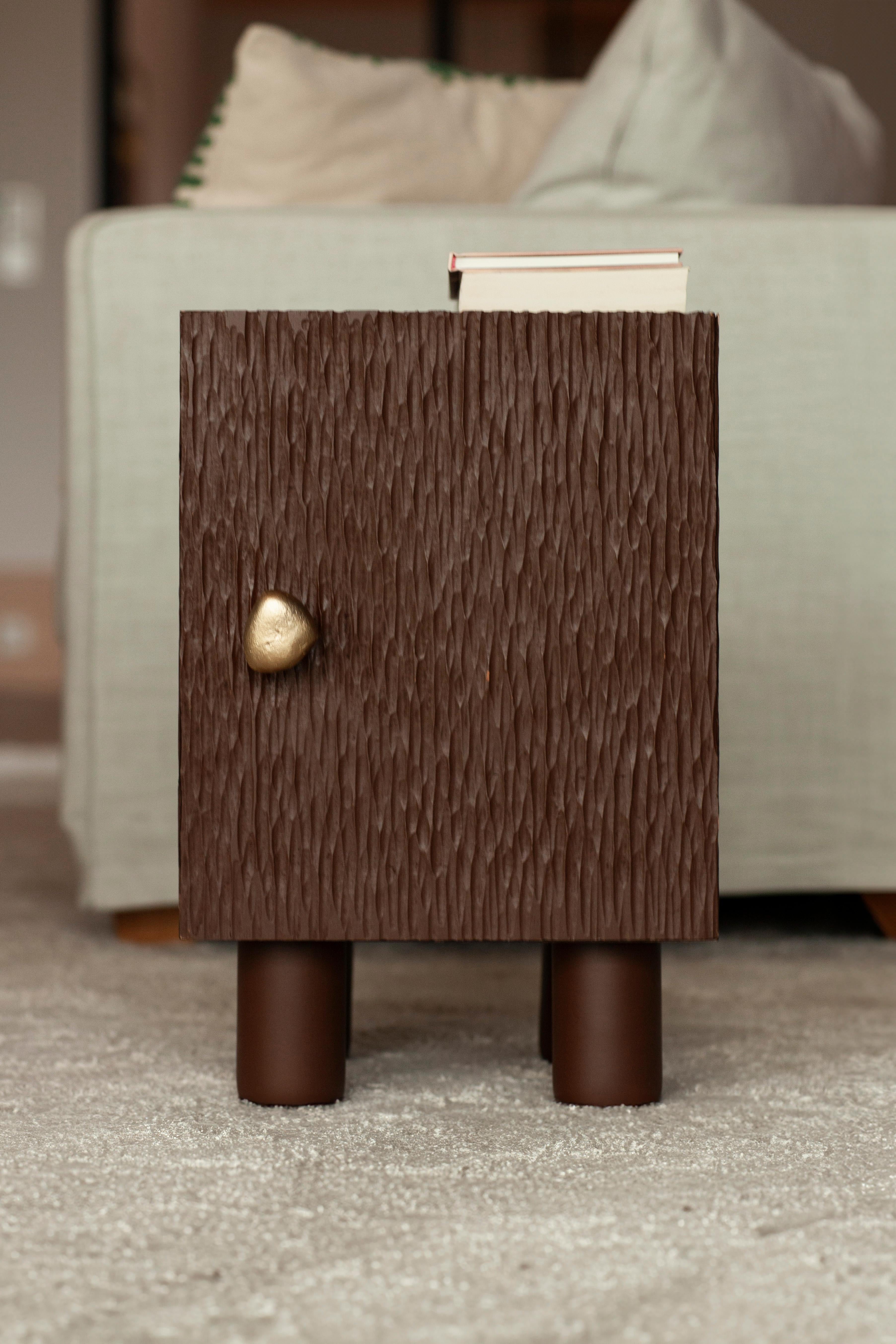 Contemporary UNISM - Bedside Cabinet - Brown Stained Oak For Sale