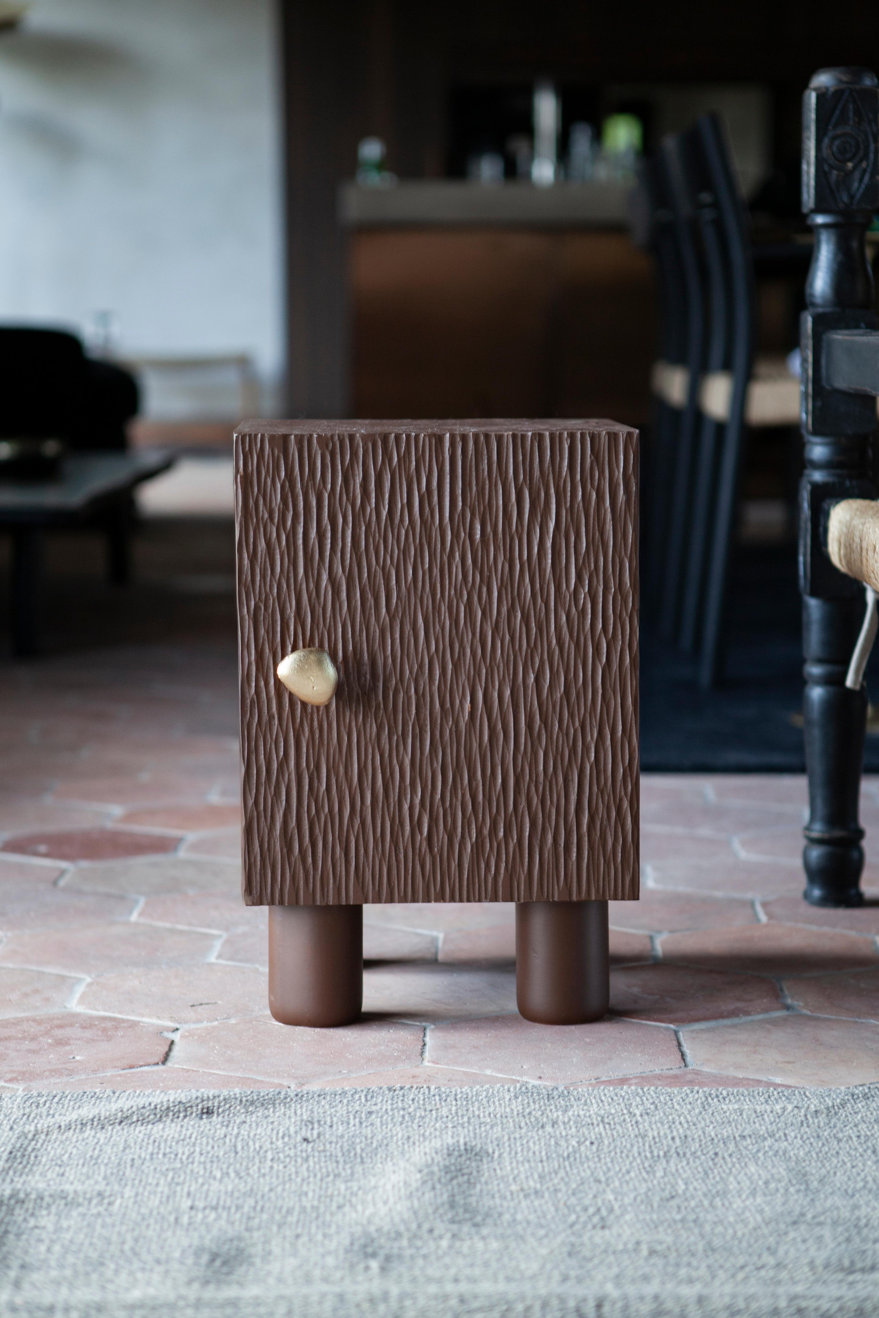 UNISM - Bedside Cabinet - Brown Stained Oak For Sale 1
