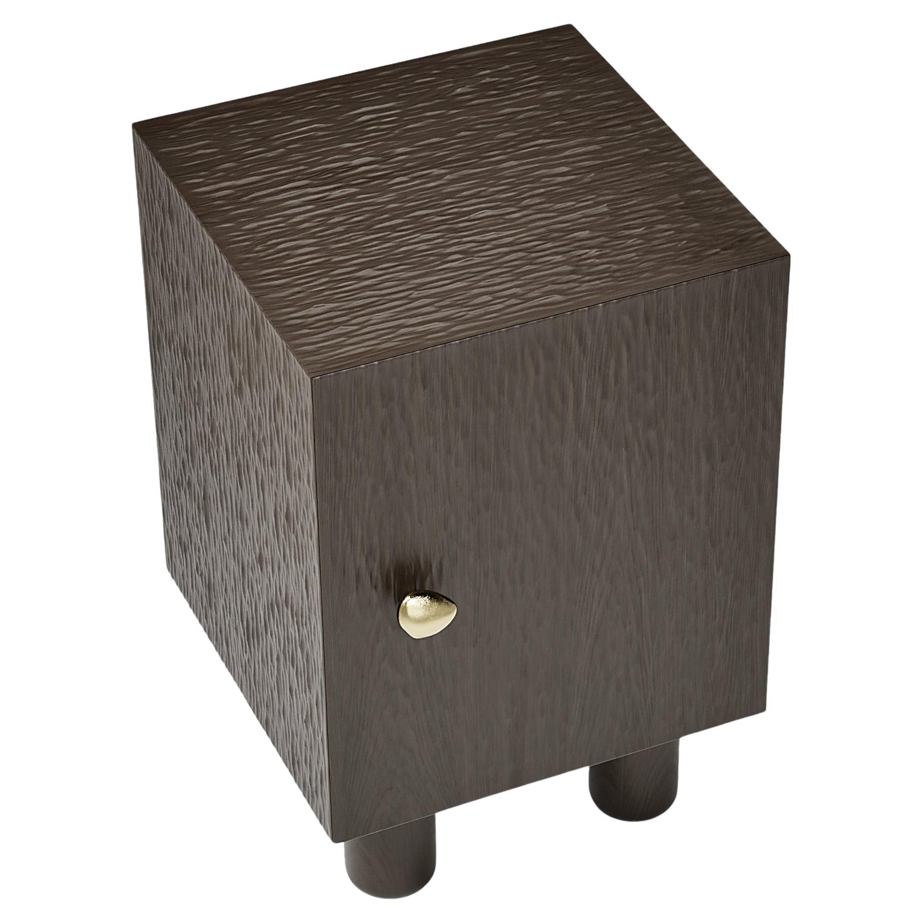 UNISM - Bedside Cabinet - Brown Stained Oak