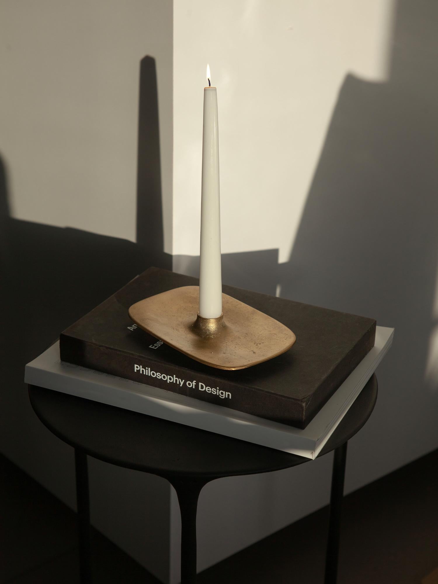 UNISM - Candle Holder - Textured Brass In New Condition For Sale In Warszawa, PL