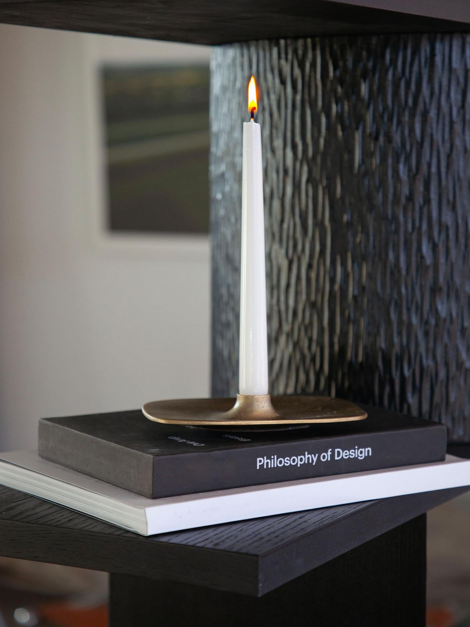 Contemporary UNISM - Candle Holder - Textured Brass For Sale