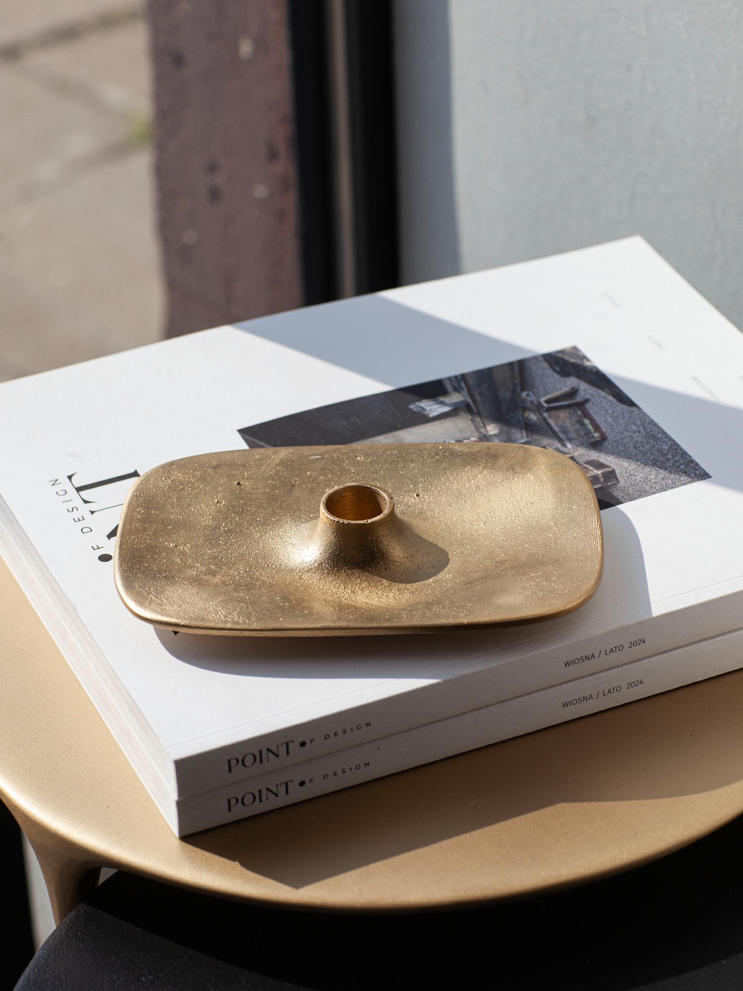 UNISM - Candle Holder - Textured Brass For Sale 1