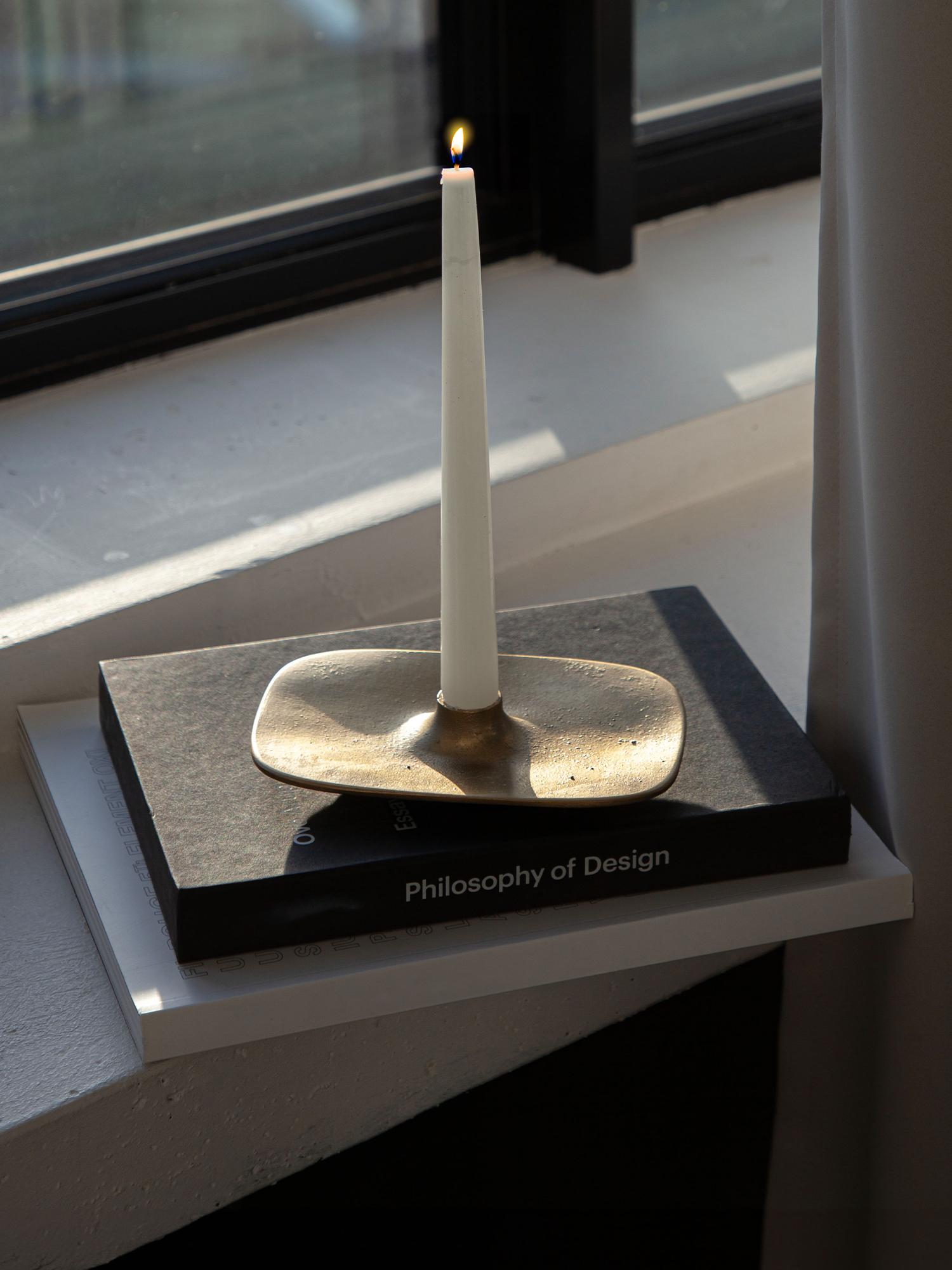 UNISM - Candle Holder - Textured Brass For Sale 2