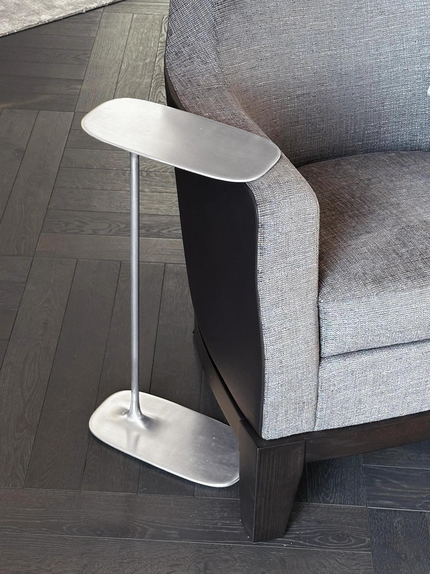 Modern UNISM - Tall Side Table - Brushed Aluminium For Sale