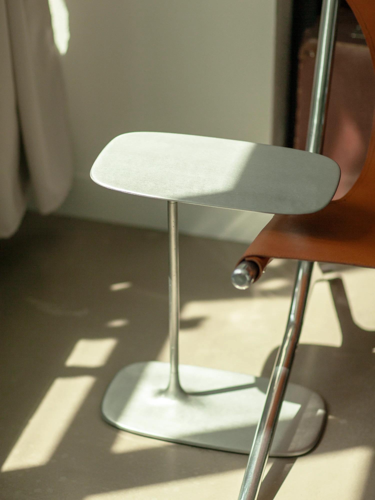 Contemporary UNISM - Low Side Table - Brushed Aluminium For Sale