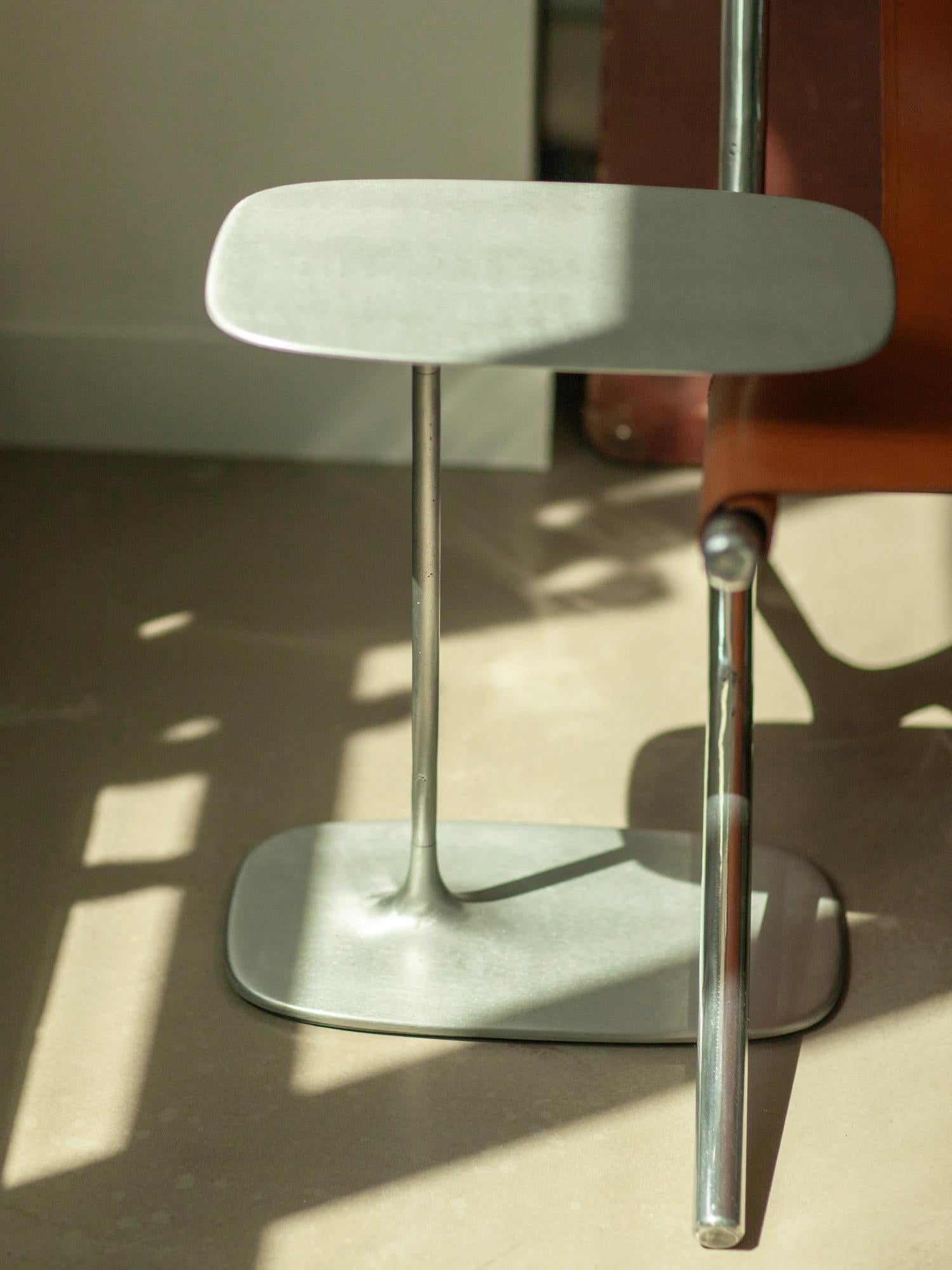 Aluminum UNISM - Low Side Table - Brushed Aluminium For Sale