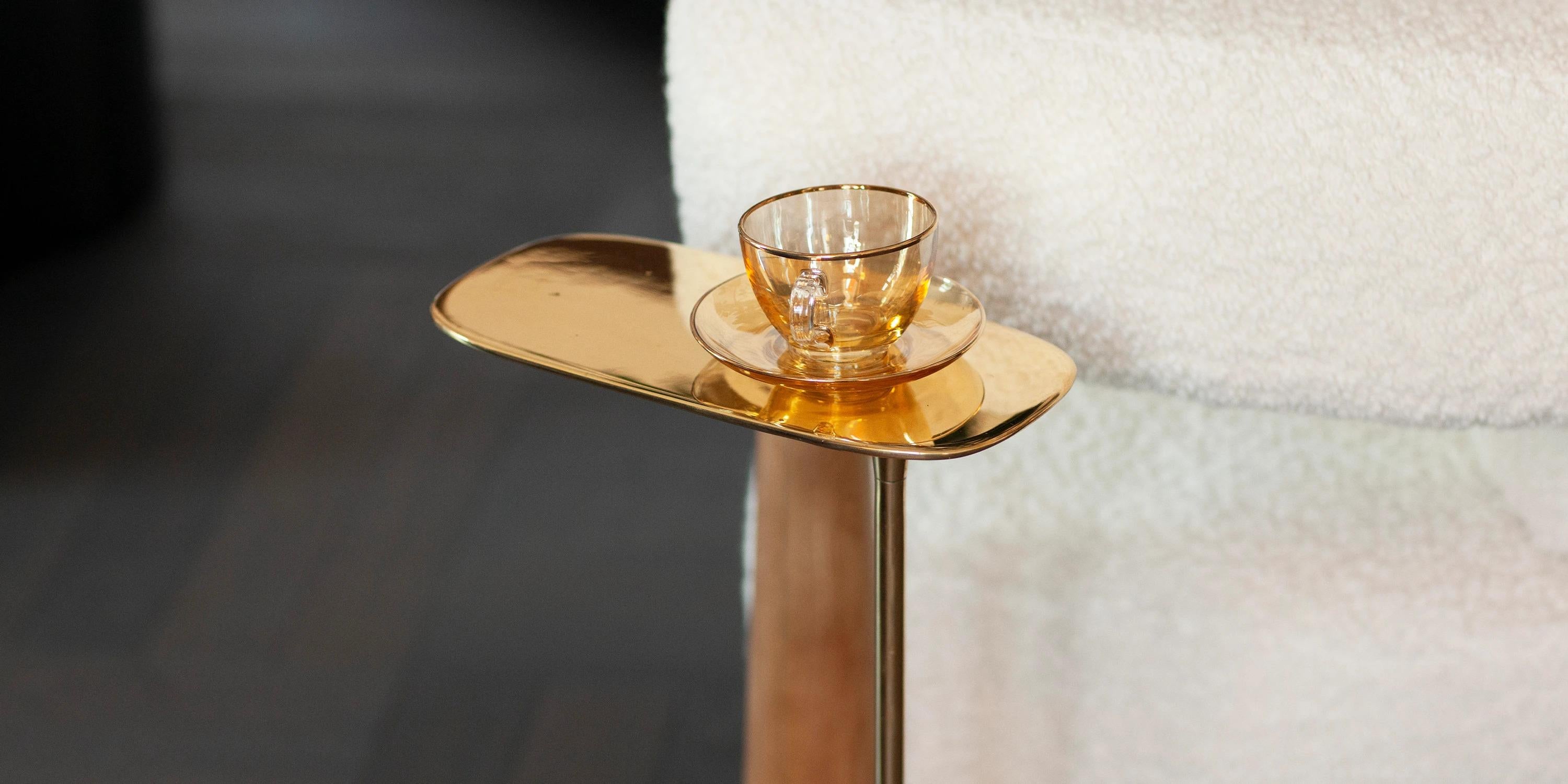 Contemporary UNISM - Tall Side Table - Polished Brass For Sale