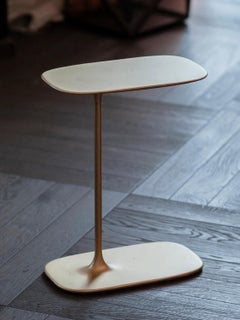 Side Table - Low Handmade Sandcasted Metal in Brushed Brass by Unism