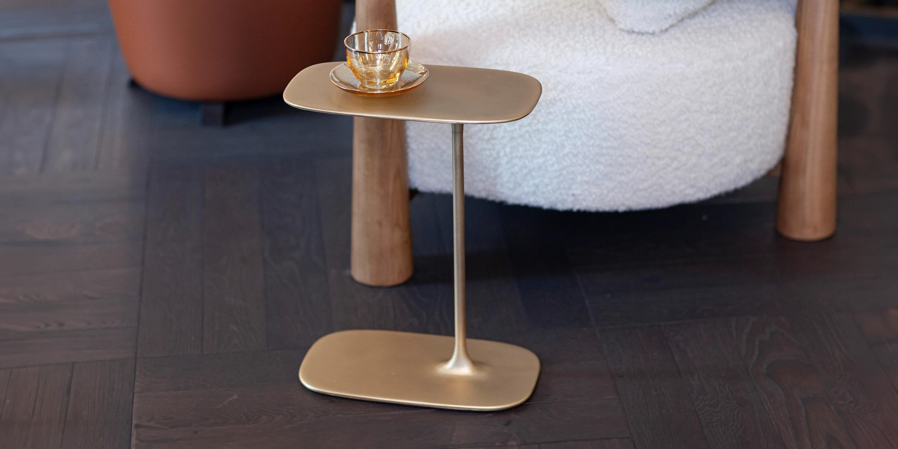 Modern UNISM - Low Side Table - brass brushed For Sale