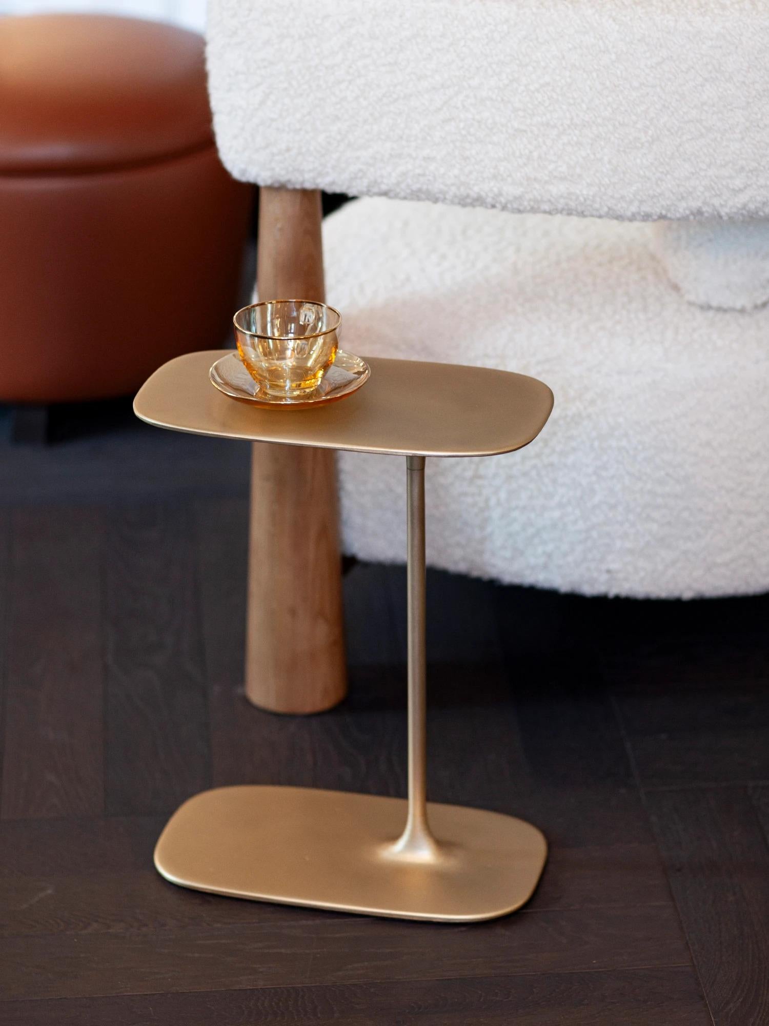 Polish UNISM - Low Side Table - brass brushed For Sale