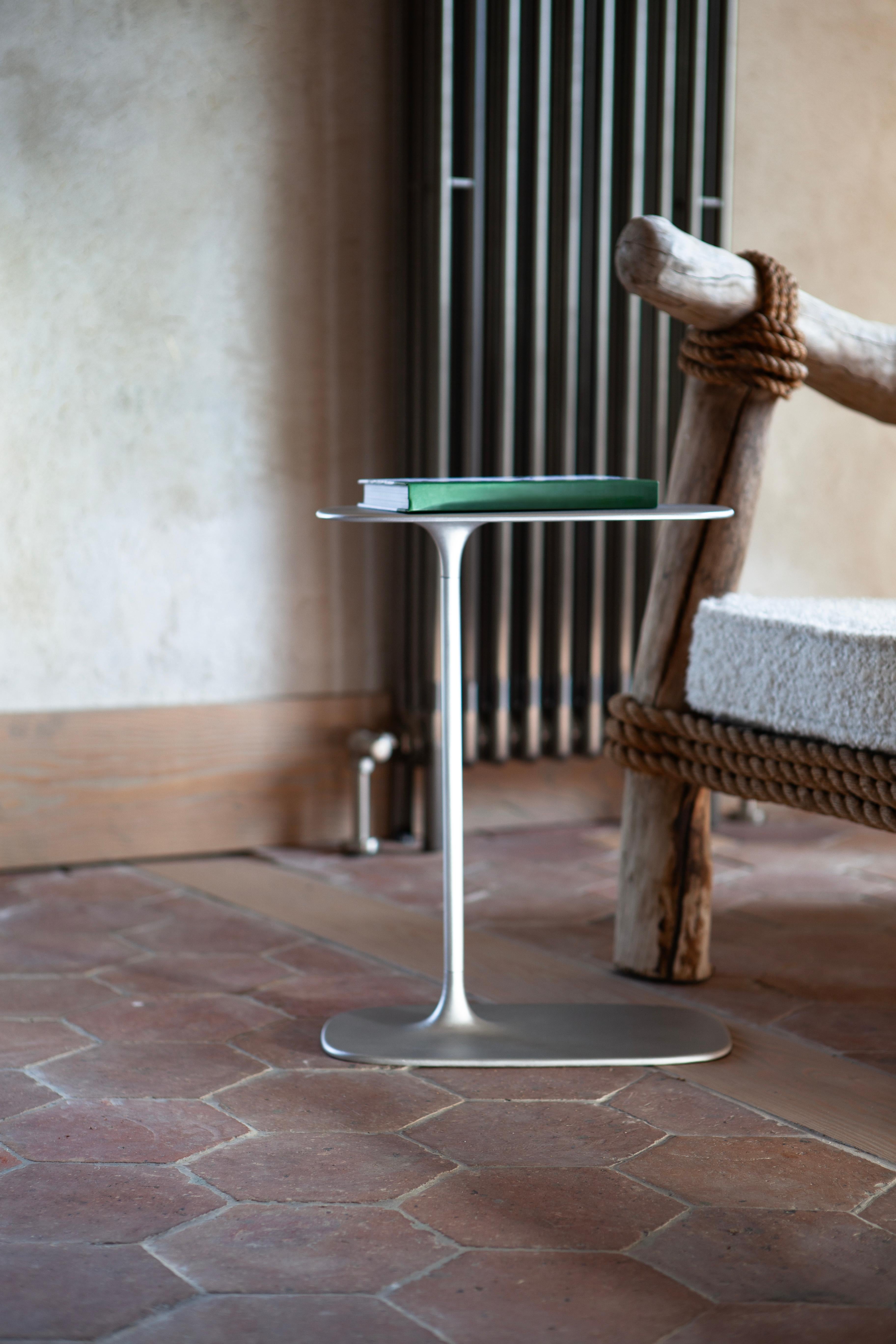 Modern Low Side Table - Brushed Aluminium For Sale