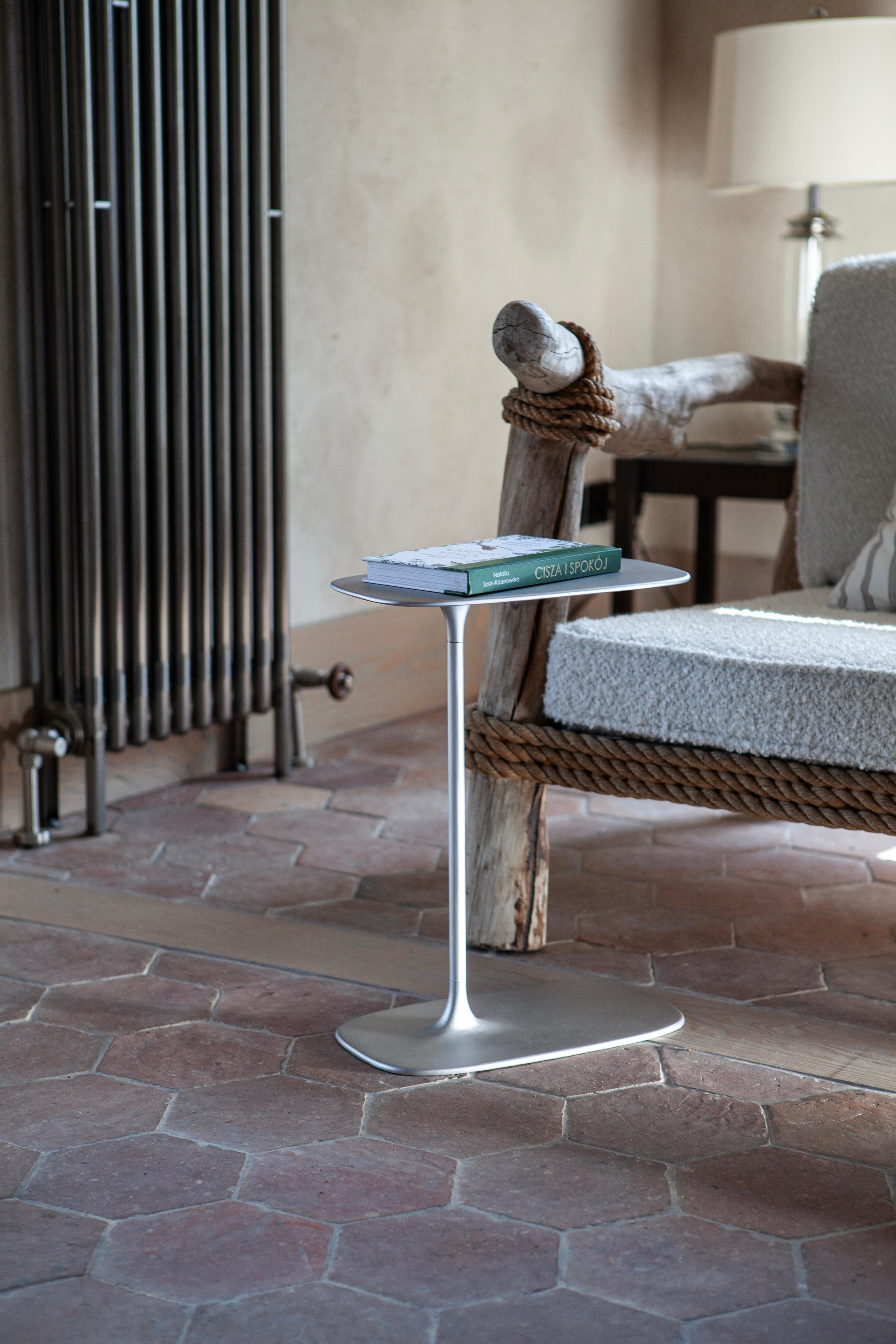 Polish Low Side Table - Brushed Aluminium For Sale
