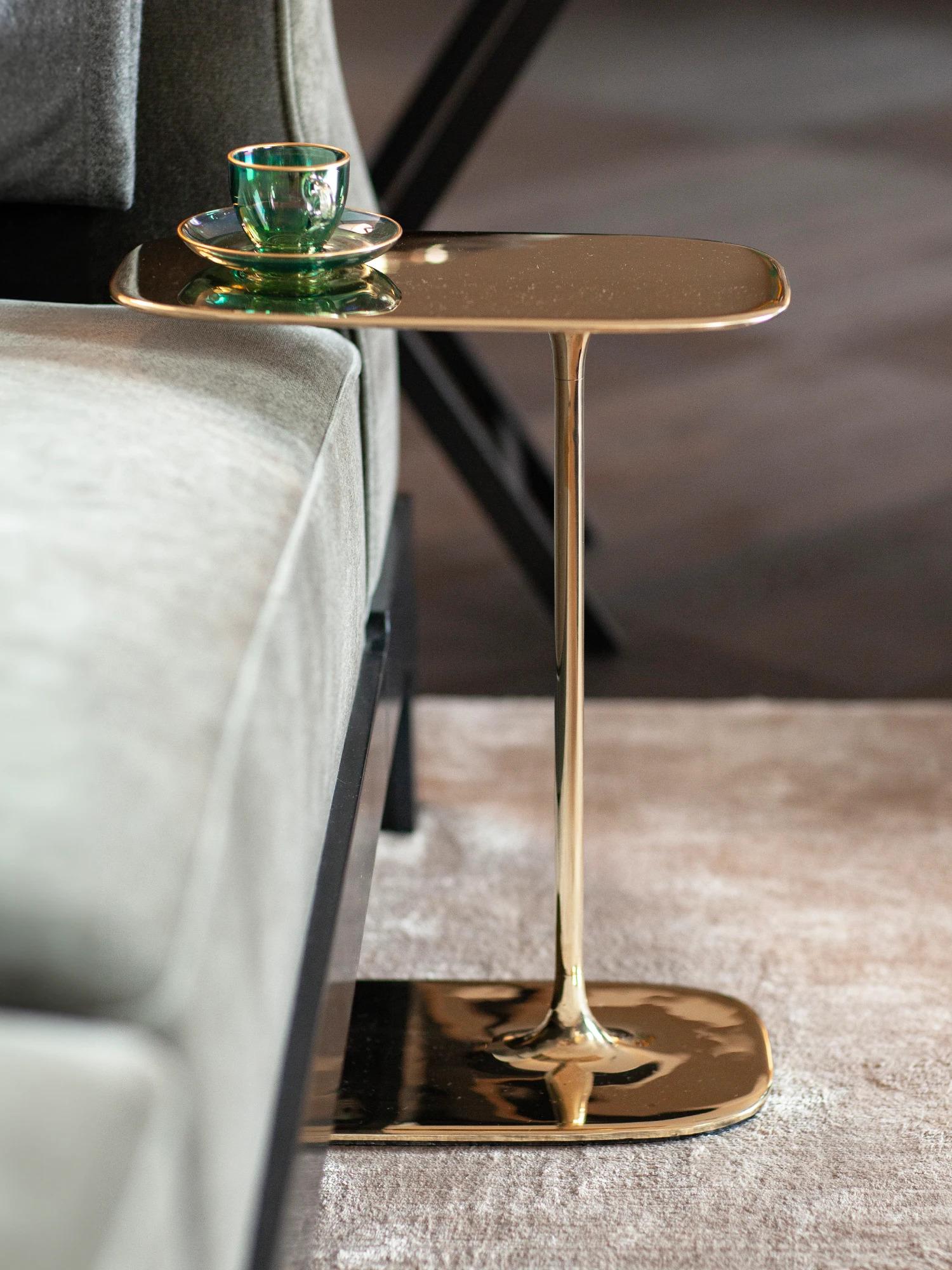 Polished UNISM - Low Side Table - polished brass For Sale