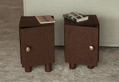 Set of Bedside Cabinet - Brown Stained Ash