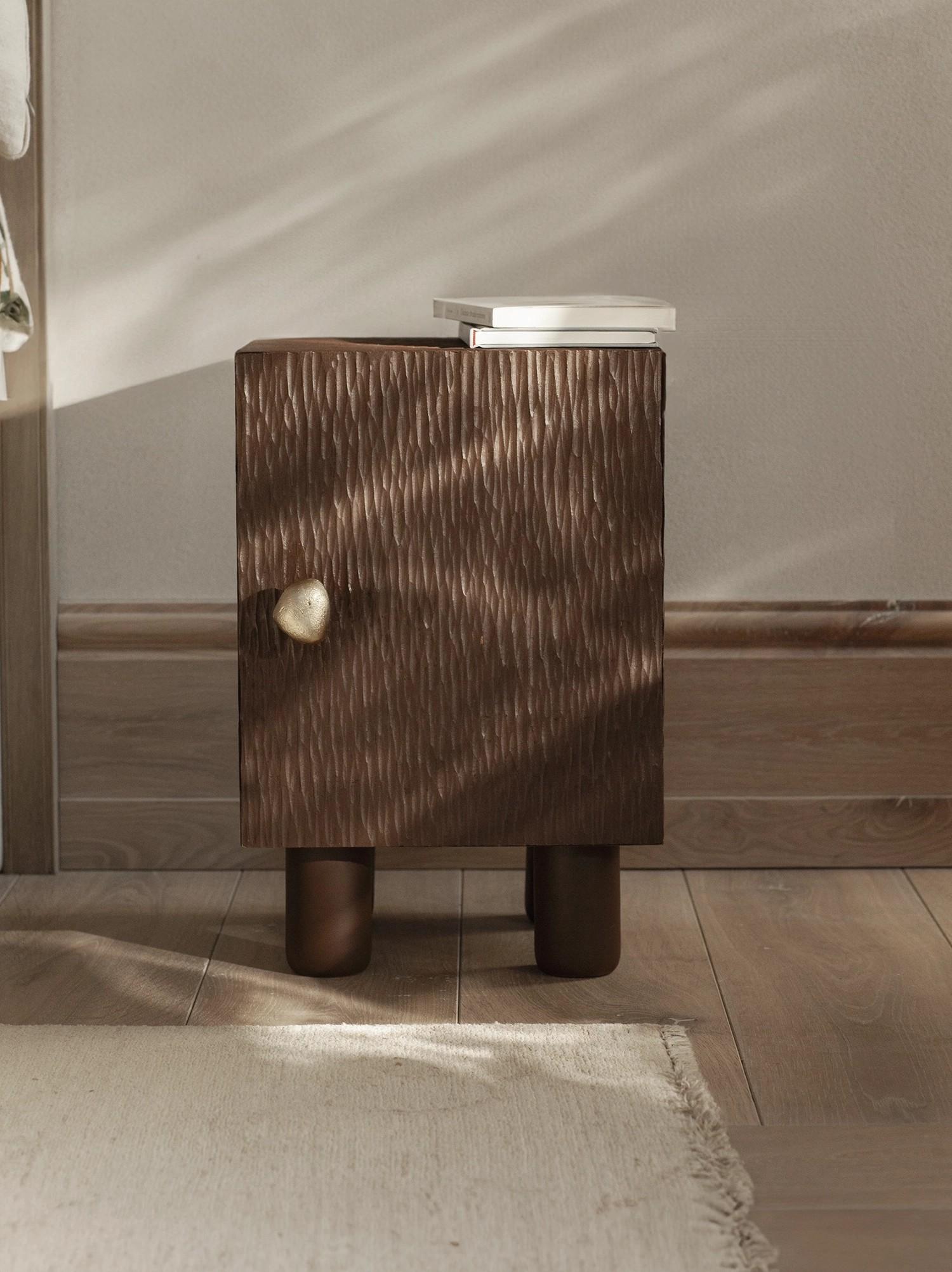 Polish UNISM -  Set of Bedside Cabinet - Brown Stained Ash For Sale