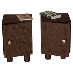 UNISM -  Set of Bedside Cabinet - Brown Stained Ash