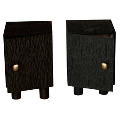 UNISM - Set of Bedside Cabinets - Black Stained Ash