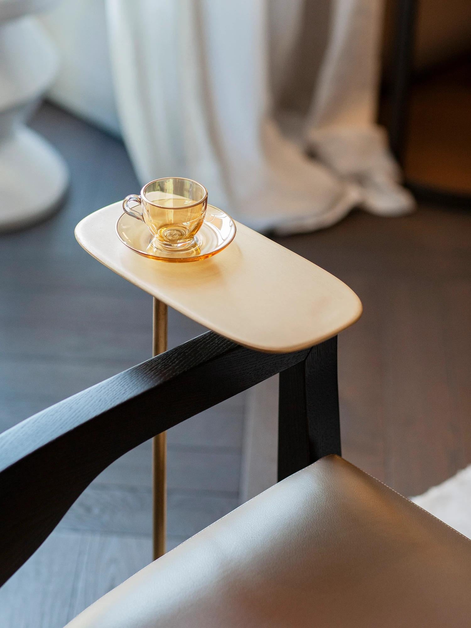 Brass UNISM - Set of Two Side Tables in Brushed brass For Sale