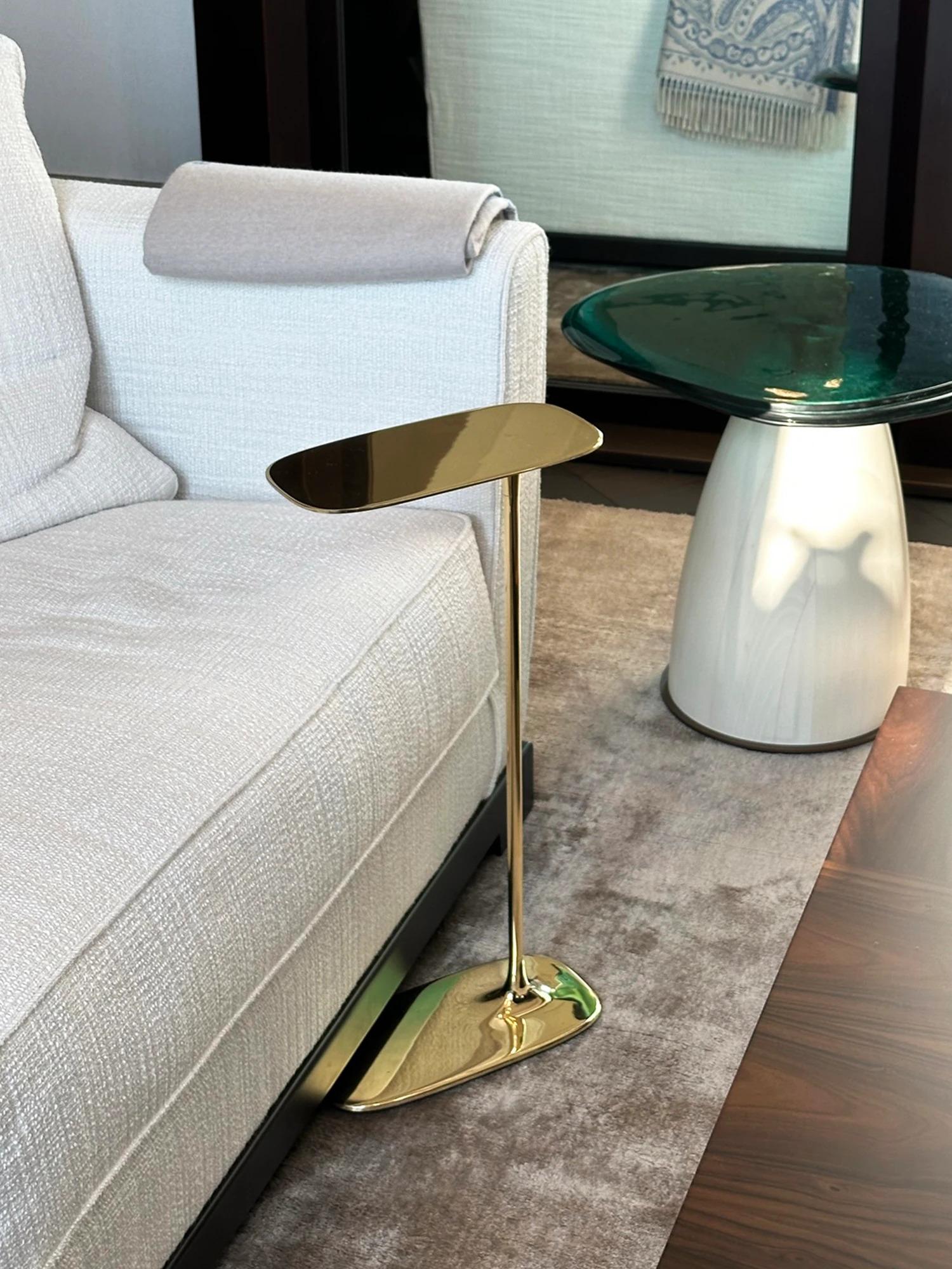 Contemporary UNISM - Set of Two Tall Side Table Polished Brass For Sale