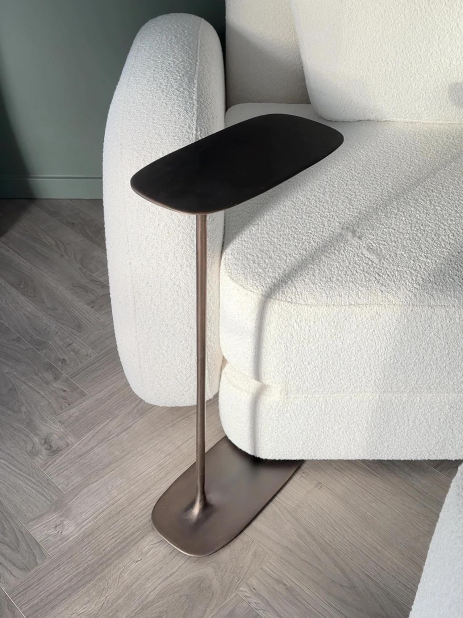 Modern UNISM - Tall Side Table - Aged Brass For Sale