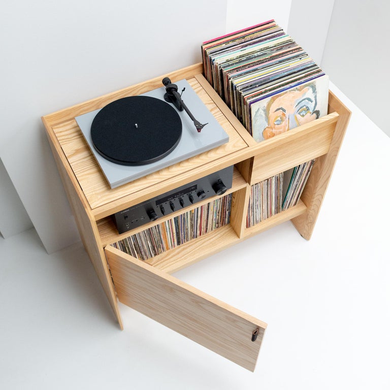 Unison Vinyl Record Storage Stand Natural Ash IN STOCK at 1stDibs