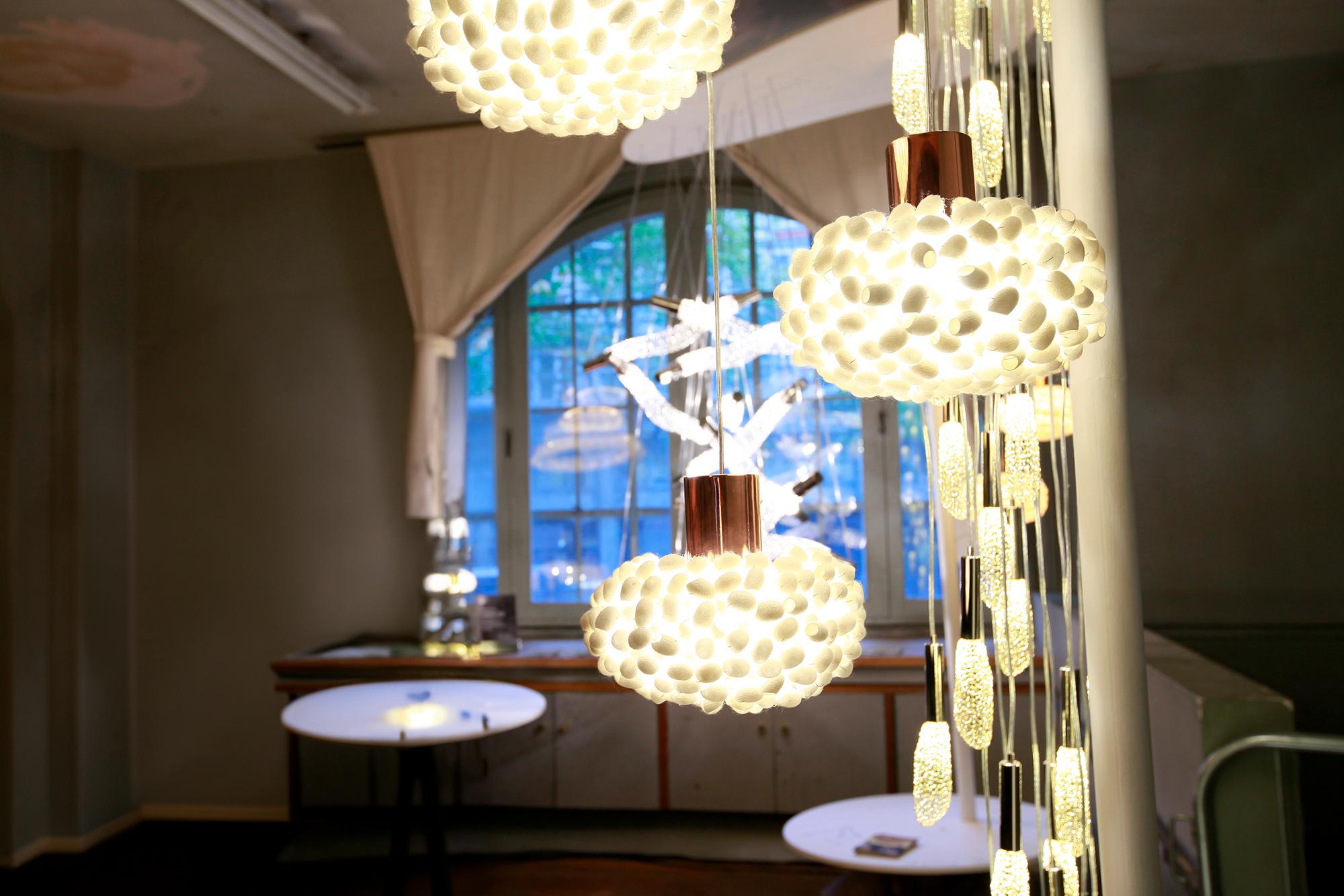 Hand-Crafted Unit Pendant-C by Ango, Light Magic from the Silk Cocoon For Sale