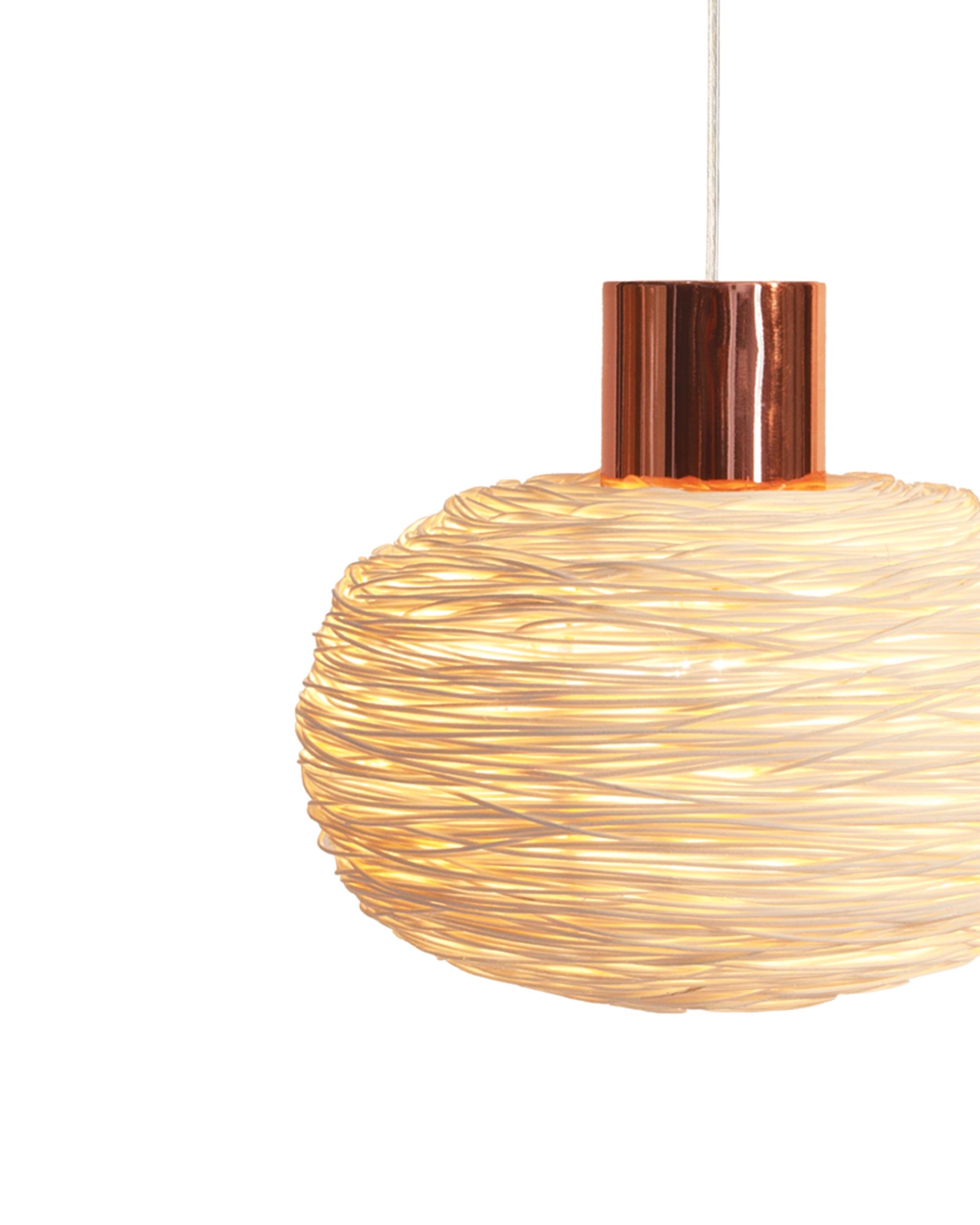 Unit Pendant-R by Ango is rattan hand-weaving pendant lights.
With very fine 1 mm. rattan hand-woven to ceiling lights, the structure of handcrafted pendant light Unit Pendant-R evokes a flattened sphere or mini world, then clad with around one
